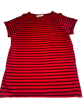 Future Monsters "Pugsley Raw Neck" Striped Tee Shirt Unisex Large Black Red